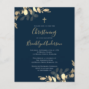 Budget Marine Gold Eucalyptus Christening Invitati