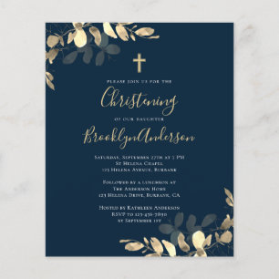 Budget Marine Gold Eucalyptus Christening Invitati