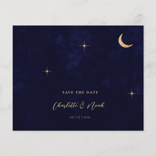 BUDGET Marine Gold Moon Stars Photo QR Code Mariag (Devant)