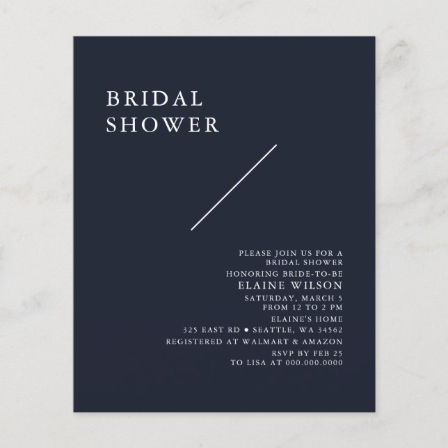 Budget Marine moderne nuptiale douche Invitation (Devant)