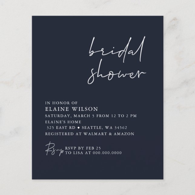 Budget Marine moderne nuptiale douche Invitation (Devant)