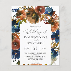 Budget Marine, Orange et Brown Floral 2 Mariage Pa