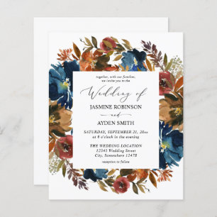 Budget Marine, Orange et Brown Floral Mariage