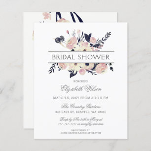 Budget Marine rose Floral nuptiale Invitation