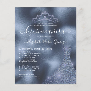 Budget Marine Royal Blue Diamond Tiara Quinceanera