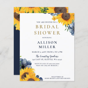 Budget Marine Tournesol Invitation nuptiale douche