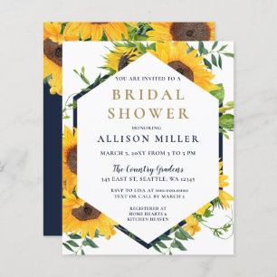 Budget Marine Tournesol Invitation nuptiale douche