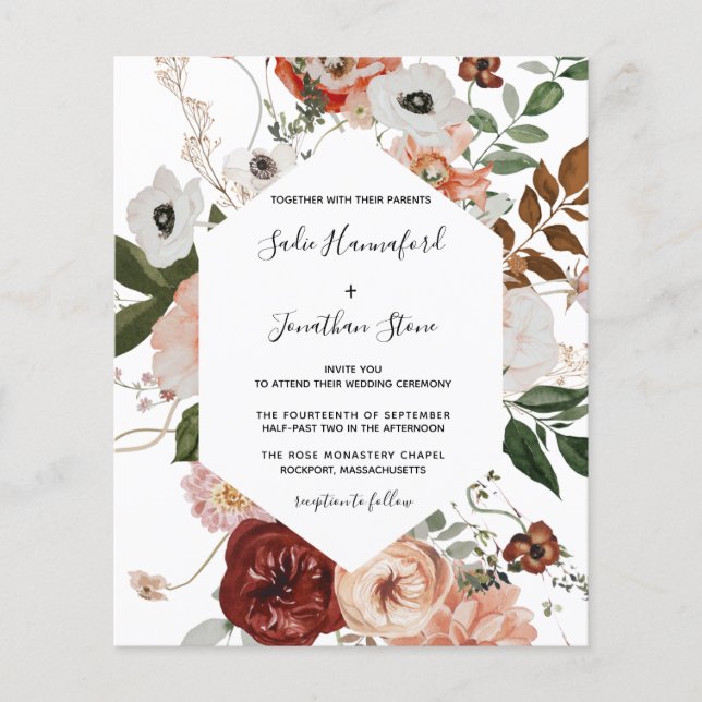 Budget Marsala Pink Terracotta Mariage Floral (Devant)