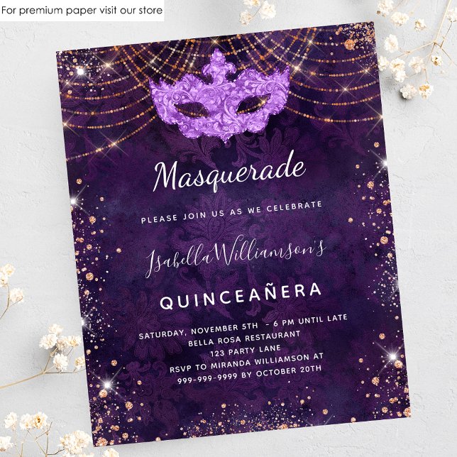 Budget mascarade Quinceanera violet or rose (Créateur téléchargé)