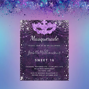 Budget mascarade violet argent parties scintillant