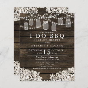 Budget mason jars BBQ Couples Douche Invitation