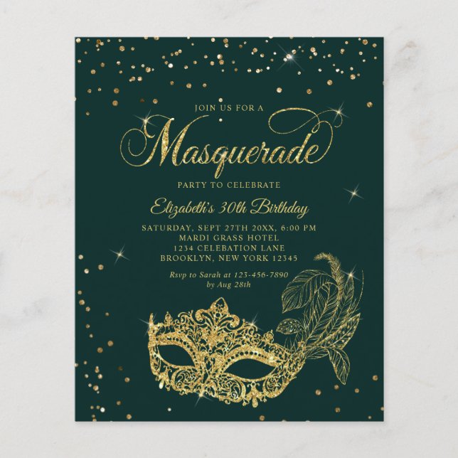 BUDGET Masque d'or émeraude pour photo d'anniversa (Devant)