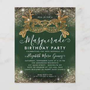 Budget Masquerade Green Gold Glam Parties scintill