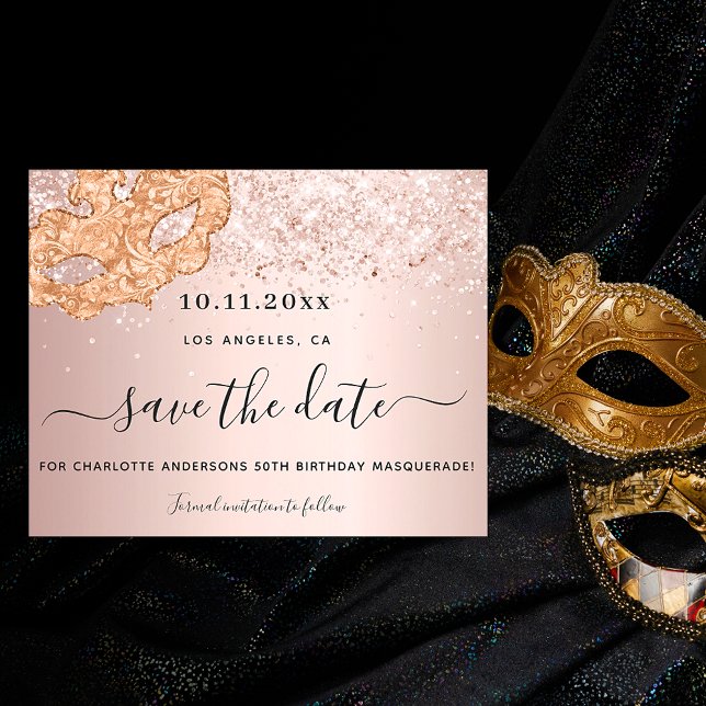 Budget masquerade rose de fête or enregistrer la d (Créateur téléchargé)