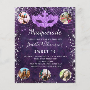 Budget Masquerade violet sucré 16 invitation