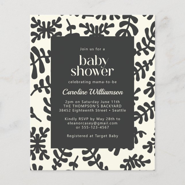 Budget Matisse Botanique Noir Blanc Baby shower (Devant)