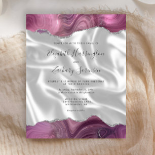 Budget Mauve Argent Agate Blanc Soie Mariage
