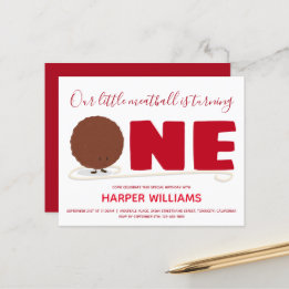 Budget Meatball One 1st Baby First Birthday Invita