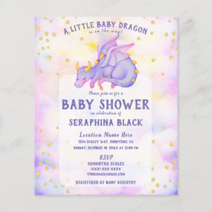 BUDGET Mélange Dragon violet Baby shower Invitatio