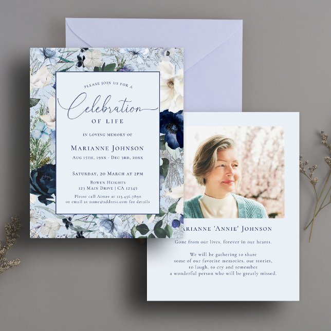 Budget Mémorial Bleu Floral Célébration de la vie (Créateur téléchargé)