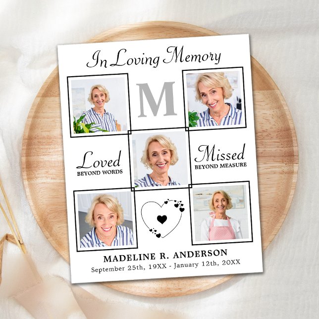 Budget Mémorial Élégant 5 Photo Sympathie Merci (Créateur téléchargé)