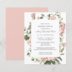 Budget Memorial Service Pink Floral Invitation