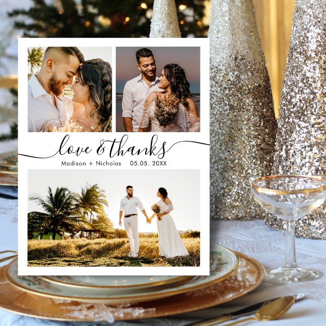 Budget Merci 3 Mariage photo Carte de remerciement (Créateur téléchargé)