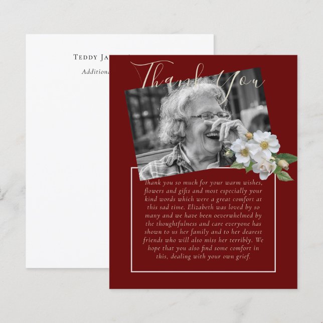 BUDGET Merci Carte de Funérailles Mémorial Nécrolo (Devant / Derrière)