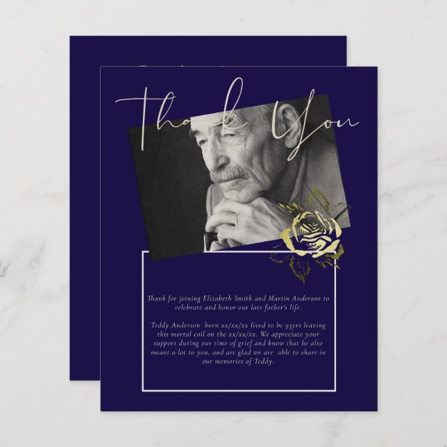 BUDGET Merci funéraire Photo Marine Blue Gold (Devant / Derrière)