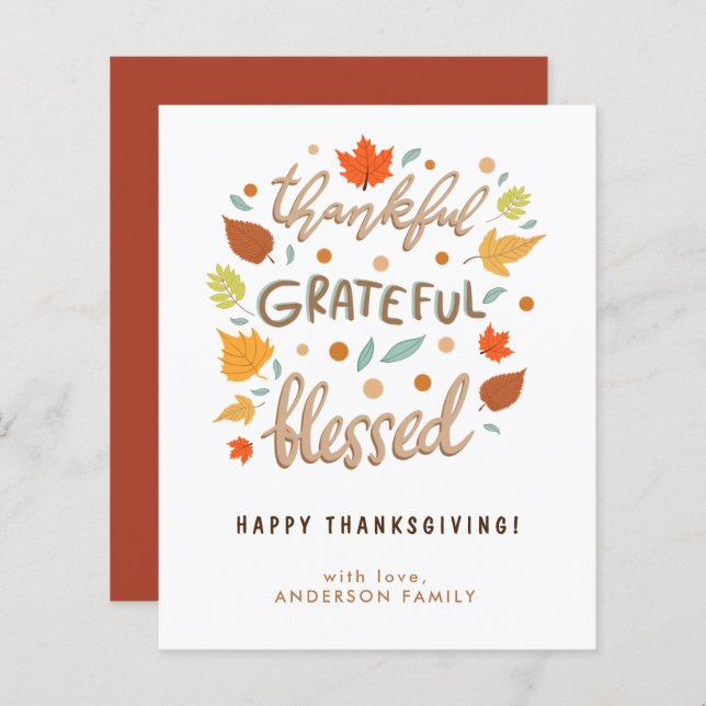 Budget Merci Reconnaissant Bénis Action de Grâce (Devant / Derrière)