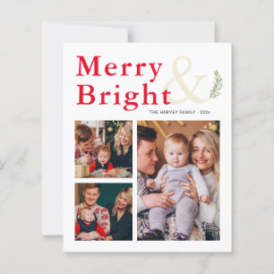 Budget Merry et Bright Typography Carte photo