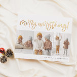 Budget Merry Everything Script 3 Photo Christmas<br><div class="desc">Spread holiday cheer with this budget festive holiday card! "Merry Everything!" is hand-written in a fun, modern script. The calligraphy is in gold for an extra festive feel. The gold is a printed image, but a real gold foil version is available in our store. Below the hand-lettering, there are three...</div>