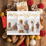 Budget Merry Everything Script 3 Photo Christmas<br><div class="desc">Spread holiday cheer with this budget festive holiday card! "Merry Everything!" is hand-written in a fun, modern script. The calligraphy is in gold for an extra festive feel. The gold is a printed image, but a real gold foil version is available in our store. Below the hand-lettering, there are three...</div>