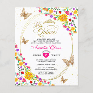 BUDGET Mexicain Floral Butterfly Quinceañera