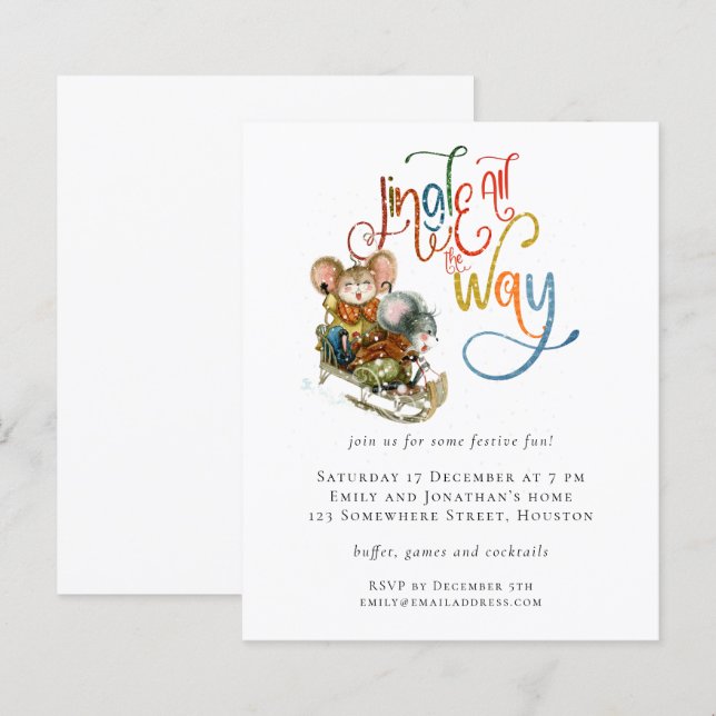 Budget Mice Jingle Tout le chemin Noël Invitation (Devant / Derrière)