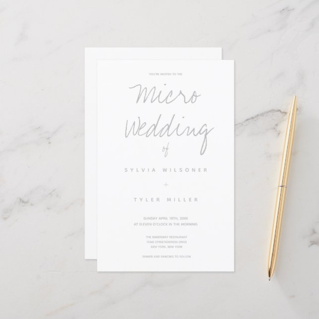 Budget Micro Mariage blanc Gris Typographie (Devant/Arrière en situation)