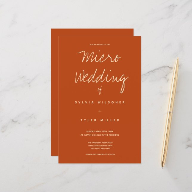 Budget Micro Mariage Brûlé Orange Typographie (Devant/Arrière en situation)