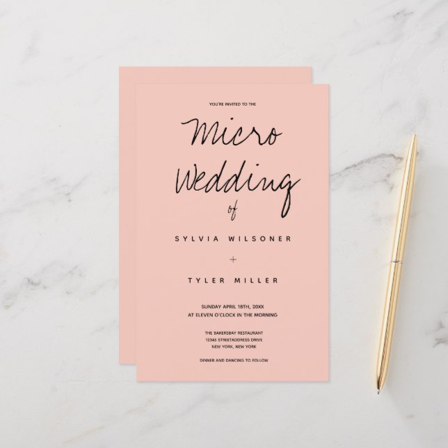 Budget Micro Mariage rose noir Typographie (Devant/Arrière en situation)