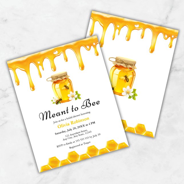 Budget Miel signifiant Fête des mariées d'abeille  (Budget Yellow Honey Meant to Bee Bridal Shower Invitation   )