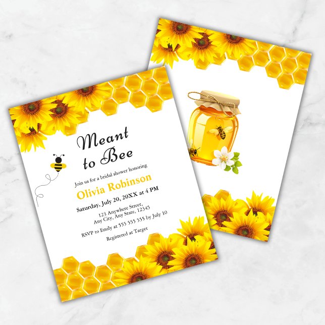 Budget Miel signifiant Fête des mariées d'abeille  (Budget Yellow Floral Honey Meant to Bee Bridal Shower Invitation )
