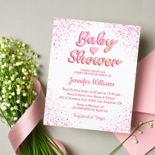 budget mignon coeur rose fille baby shower invitat