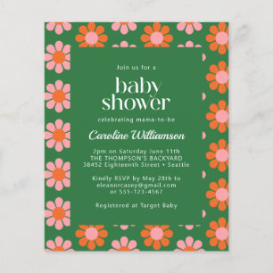 Budget Mignon Fleurs Rétro Vert Rose Baby Shower