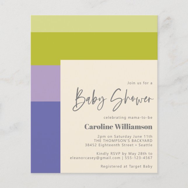 Budget mignon Purple Green Stripe Baby shower mode (Devant)