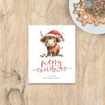 Budget mignon Santa Hat Highland Vache Joyeux Noël<br><div class="desc">Budget mignon Santa Hat Highland Vache Joyeux Noël. Un prix réduit de 4, 5 x 5, 6 pouces semi-brillant de 110 livres, semblable en épaisseur à une carte postale. Il y a UN par feuille. La gentillesse festive pour vos souhaits de vacances, avec ce design amusant avec une vache des...</div>