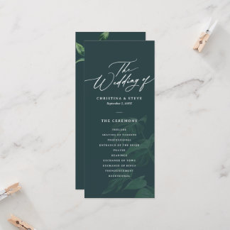 Budget Minimal and Chic Green Wedding Program