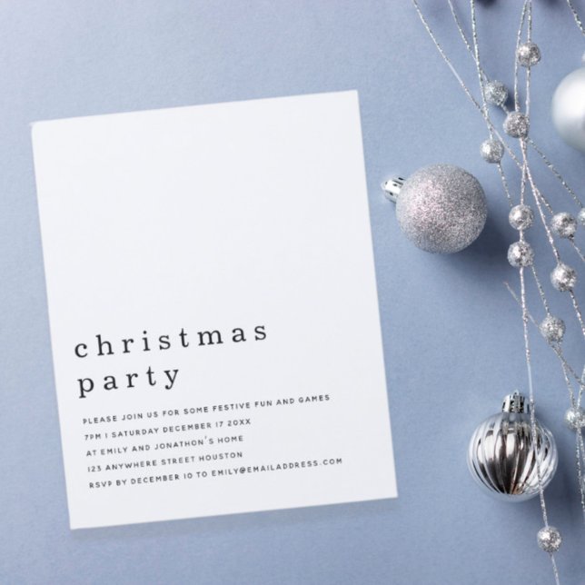 Budget minimal Noir Blanc Noël Invitation (Créateur téléchargé)