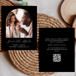 Budget Minimal Photo Arche QR Noir Save the Date