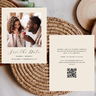 Budget Minimal Photo QR Beige Enregistrez la Date