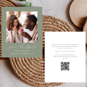Budget Minimal Photo QR Vert Sage Économiser la Da