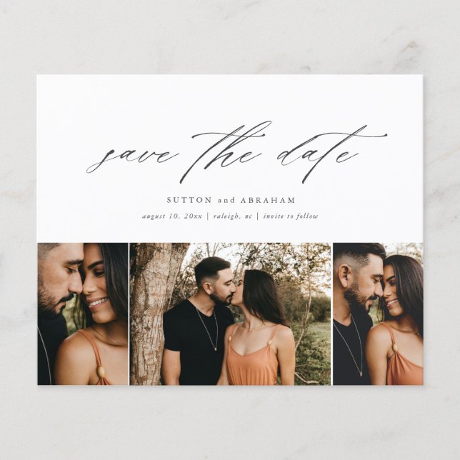 Budget Minimal Script 3 Photo Save The Date (Devant)